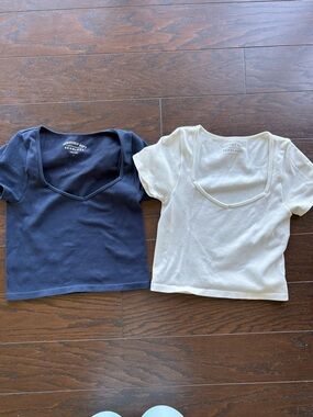 Short Sleeve Scoop Neck Ribbed Tops